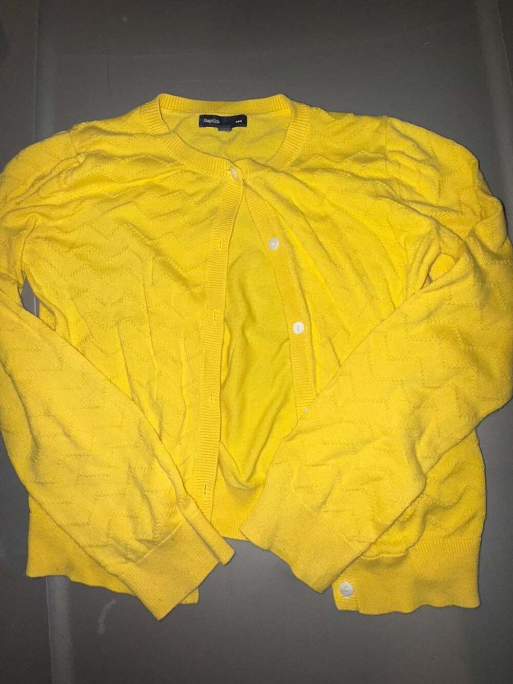 GapKids Cardigan Size M 8 Yellow Textured Knit Button Up